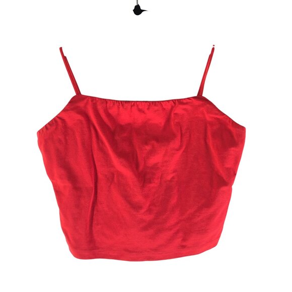 Everlane Womens The Cropped Square-Neck Cami Top Goji Berry Red S - Picture 1 of 3